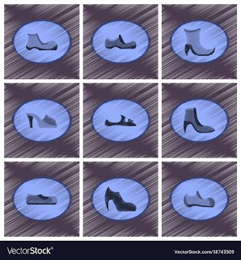 Assembly flat shading style icons shoes vector image