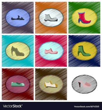 Assembly flat shading style icons shoes vector image