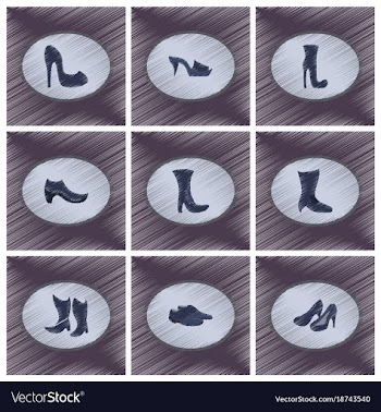 Assembly flat shading style icons shoes vector image