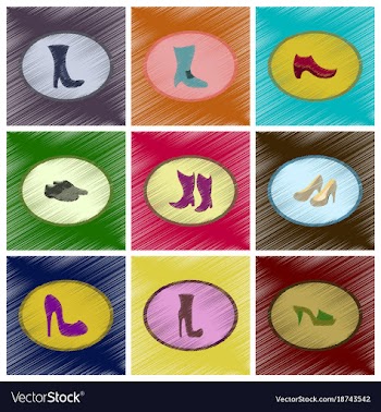 Assembly flat shading style icons shoes vector image