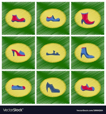 Assembly flat shading style icons shoes vector image