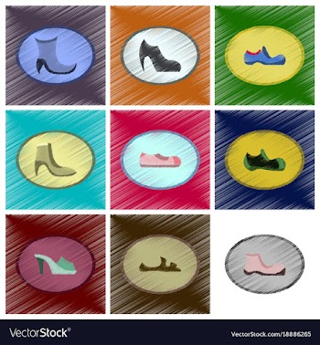 Assembly flat shading style icons shoes vector image