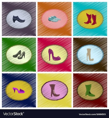 Assembly flat shading style icons shoes vector image