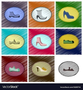 Assembly flat shading style icons shoes vector image