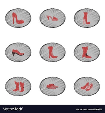 Assembly flat shading style icons shoes vector image