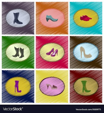 Assembly flat shading style icons shoes vector image