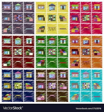 Assembly flat shading style icons shop interior vector image
