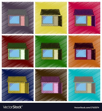 Assembly flat shading style icons shop vector image