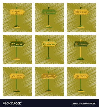 Assembly flat shading style icons sign aquatic vector image