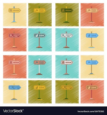 Assembly flat shading style icons sign aquatic vector image