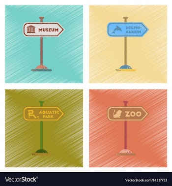 Assembly flat shading style icons sign aquatic zoo vector image