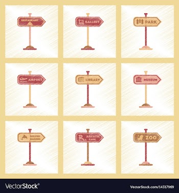 Assembly flat shading style icons sign aquatic zoo vector image