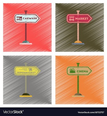 Assembly flat shading style icons sign of market vector image