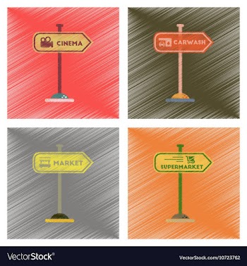Assembly flat shading style icons sign of market vector image