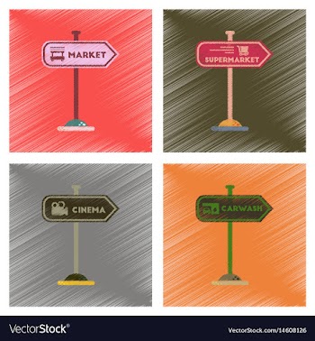 Assembly flat shading style icons sign of market vector image