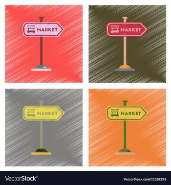 Assembly flat shading style icons sign of market vector image