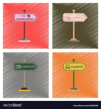 Assembly flat shading style icons sign of market vector image