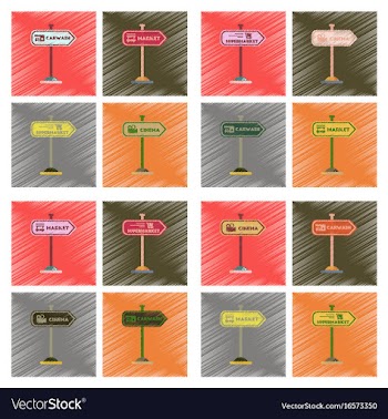 Assembly flat shading style icons sign of market vector image