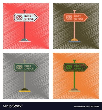 Assembly flat shading style icons sign post office vector image