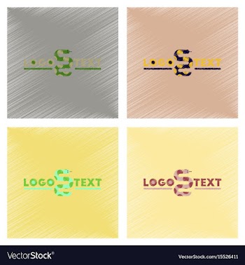Assembly flat shading style icons snake logo vector image