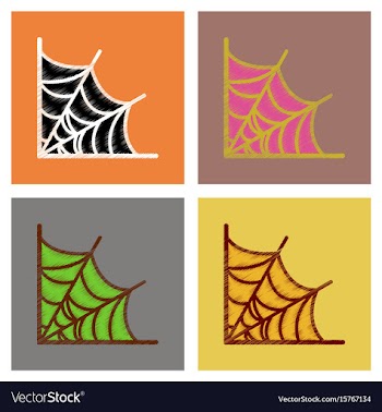 Assembly flat shading style icons spider web vector image