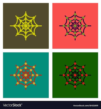 Assembly flat shading style icons spider web vector image