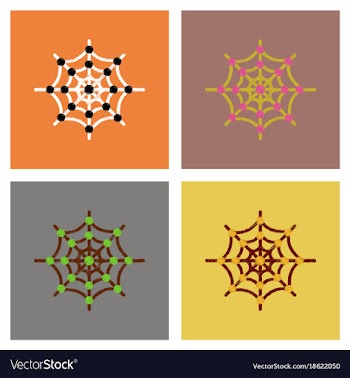 Assembly flat shading style icons spider web vector image