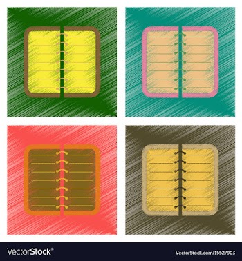 Assembly flat shading style icons spiral notepad vector image