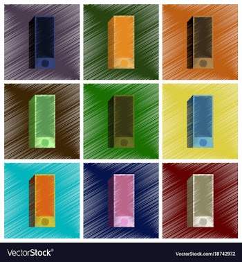 Assembly flat shading style icons subwoofer vector image