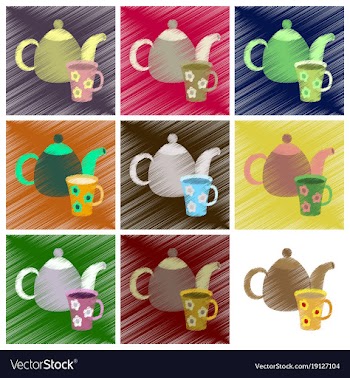 Assembly flat shading style icons tea kettle and vector image