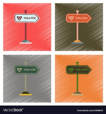 Assembly flat shading style icons theater sign vector image