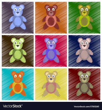 Assembly flat shading style icons toy bear vector image
