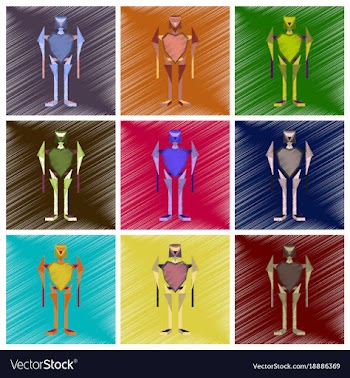 Assembly flat shading style icons toy robot vector image