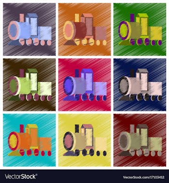 Assembly flat shading style icons toy train vector image