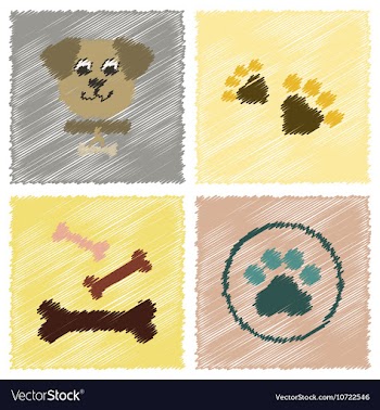 Assembly flat shading style icons traces of dog vector image