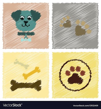 Assembly flat shading style icons traces of dog vector image