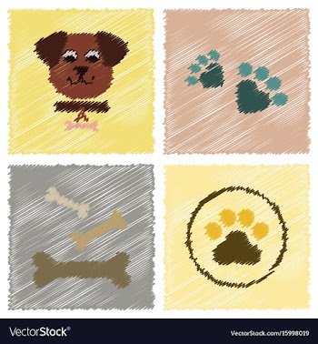 Assembly flat shading style icons traces of dog vector image