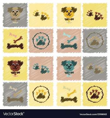 Assembly flat shading style icons traces of dog vector image