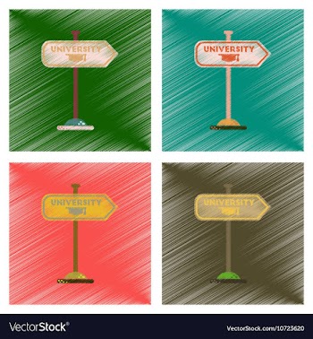 Assembly flat shading style icons University sign vector image