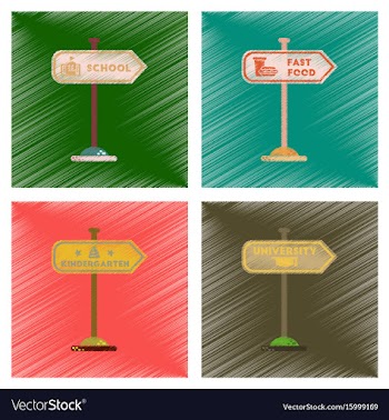 Assembly flat shading style icons university vector image
