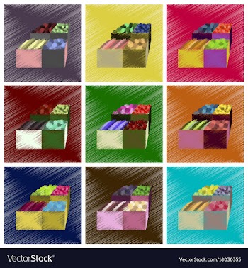 Assembly flat shading style icons vegetables and vector image