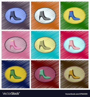 Assembly flat shading style icons women boot vector image