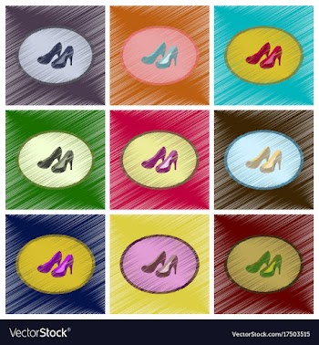 Assembly flat shading style icons women high heel vector image