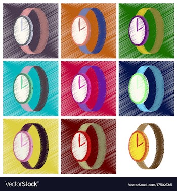 Assembly flat shading style icons wrist watch vector image