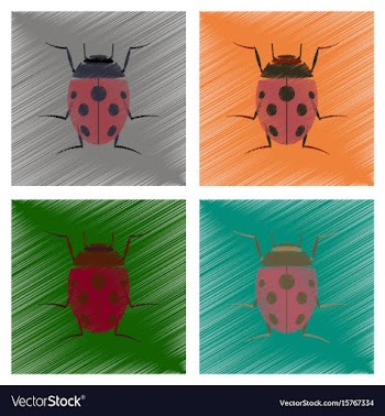 Assembly flat shading style insect vector image