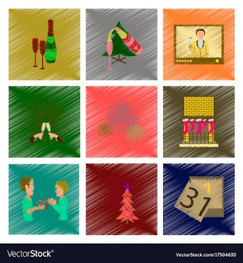 Assembly flat shading style new year celebration vector image