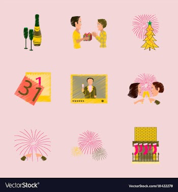 Assembly flat shading style new year celebration vector image