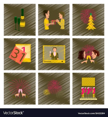 Assembly flat shading style new year celebration vector image