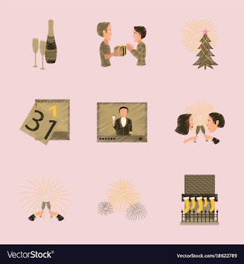 Assembly flat shading style new year celebration vector image