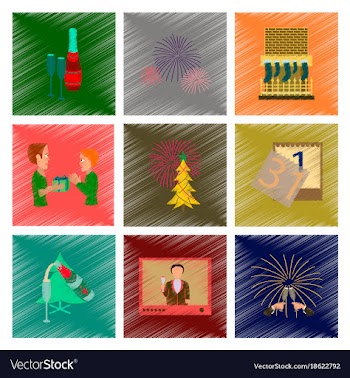 Assembly flat shading style new year celebration vector image